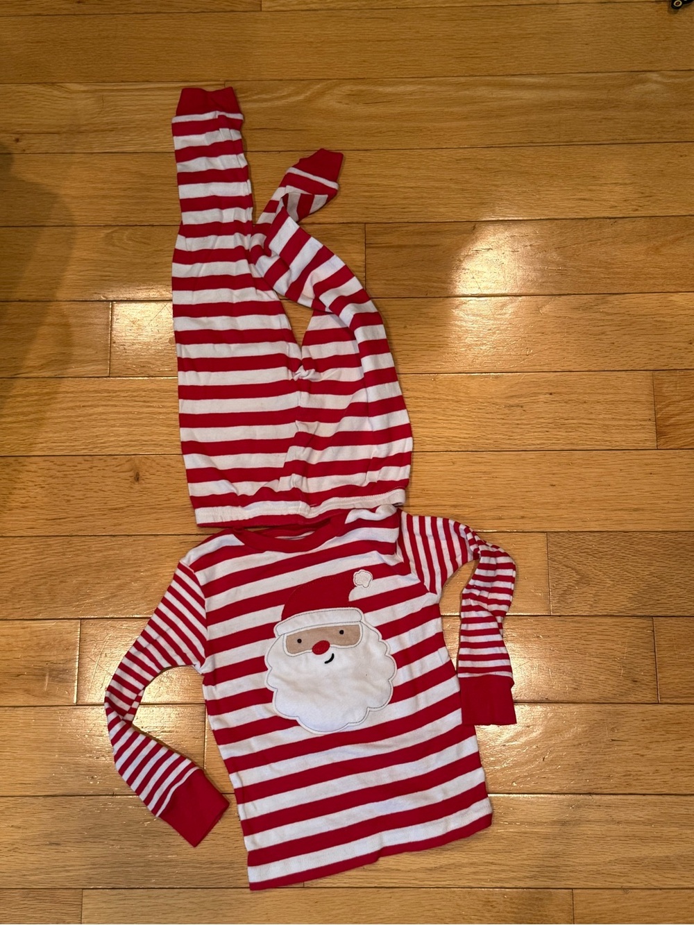 Carter's Red and White Striped Santa Kids Pajama Set